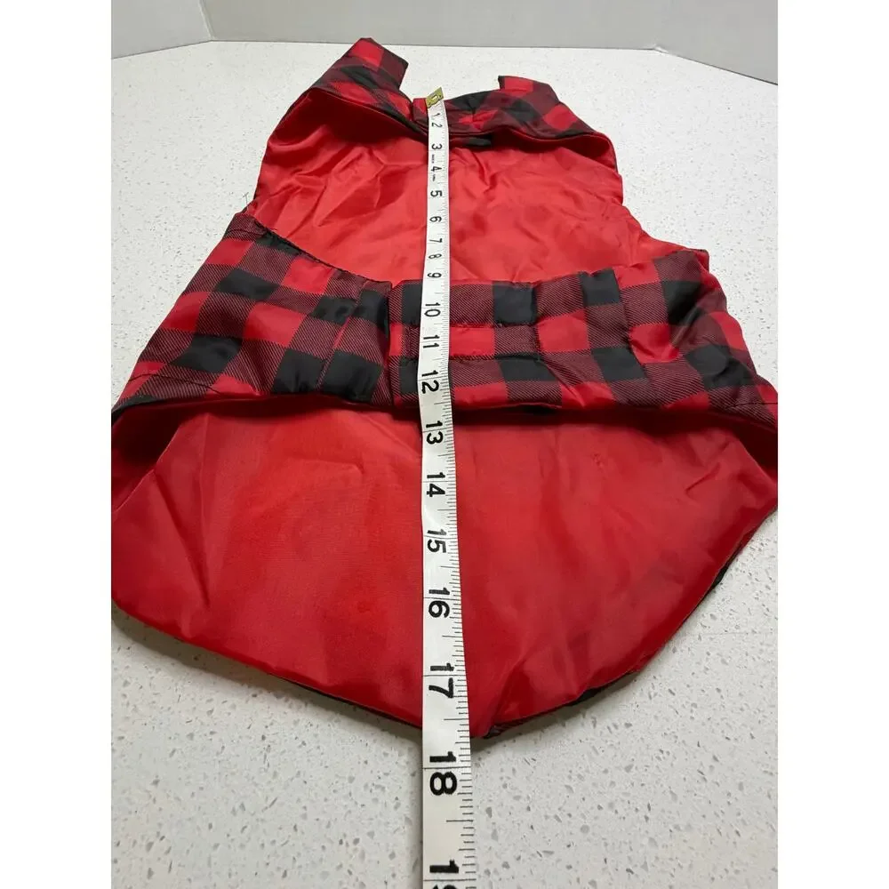 Pet Jacket Size Large Lightweight Red Black Checkered Dog Coat